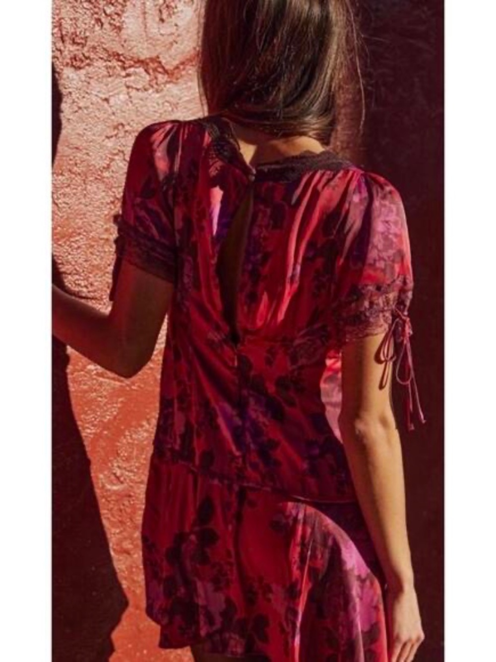 NWOT Free People Jos Floral Mini Dress Berry Combo, Size Medium - Picture 2 of 6